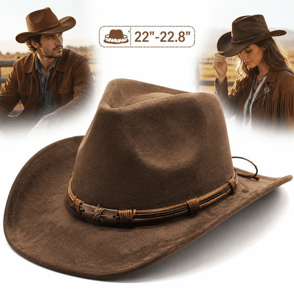Sherry Cowboy Hat for Women and Men Western Suede Hat Panama Hat Cowboy & Cowgirl Hat Felt Wide Brim Women Men Fedora Hats