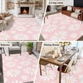 thumbnail image 5 of Large Area Rugs for Living Room Bedroom, Pink Daisy 5'x8' Rug Washable Carpet Runner Indoor Outdoor, Spring Floral Elegant Pastoral Botanical Non Slip Floor Mats Rug for Kitchen, Bathroom, 5 of 8