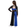 thumbnail image 2 of TiaoBug Kids Jazz Dance Outfit Sequin Mesh Long Sleeve Crop Top with Lyrical Performance Chiffon Pants Royal Blue 8, 2 of 6