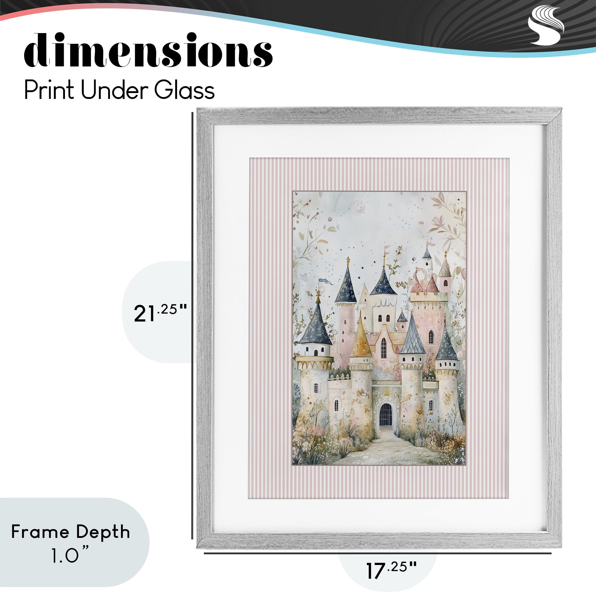 Stupell Industries Enchanted Dreams Castle Gray Framed Print Under Glass, design by Christine Simpson Art
