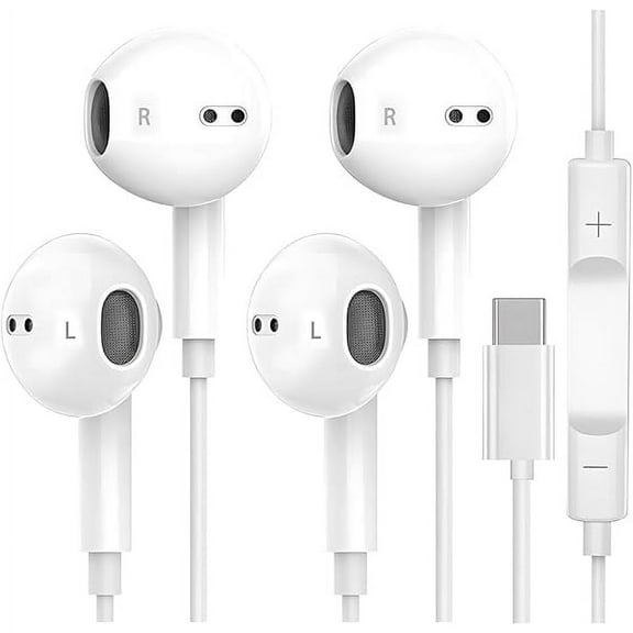 2 Pack Earbuds/Headphones/Earphones Wired in Ear USB C HiFi Stereo Built-in Microphone & Volume Control for iPhone 16/16 Pro Max/16 Pro/16 Plus/15 Pro Max/15 Pro/15/Samsung Galaxy