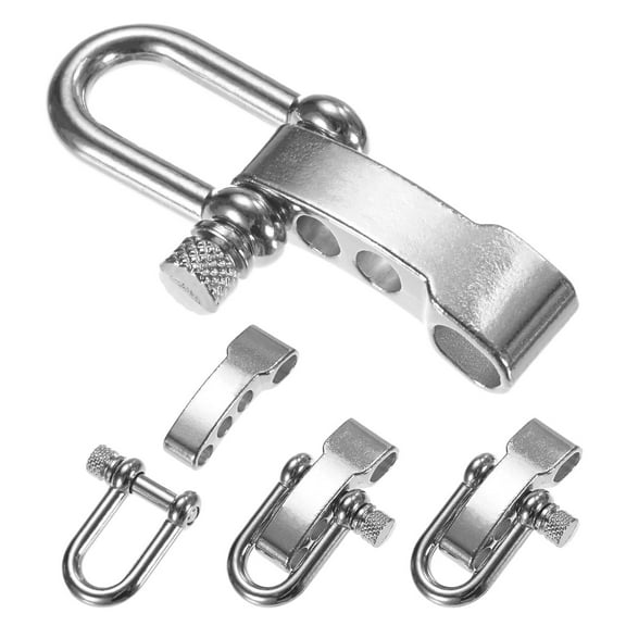 Uxcell Paracord Bracelet Shackle Buckle [4PCS] - Adjustable Metal U Bow Shackle for Bracelets Belt [Silver-Round head]