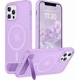 thumbnail image 1 of Funda Magnética con Soporte invisible Integrado, Delgada y Fina, para iPhone 12 Pro Max 6.7", Morado Claro, 1 of 7