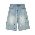 thumbnail image 5 of Arlun Plus Size Retro Washed Wide Leg Jeans Pants Women Summer Baggy Mid Waist Distressed Denim Capri Pants 2026 Fashion Streetwear Casual Cropped Trousers with Pockets 2-Blue XXXXL, 5 of 7