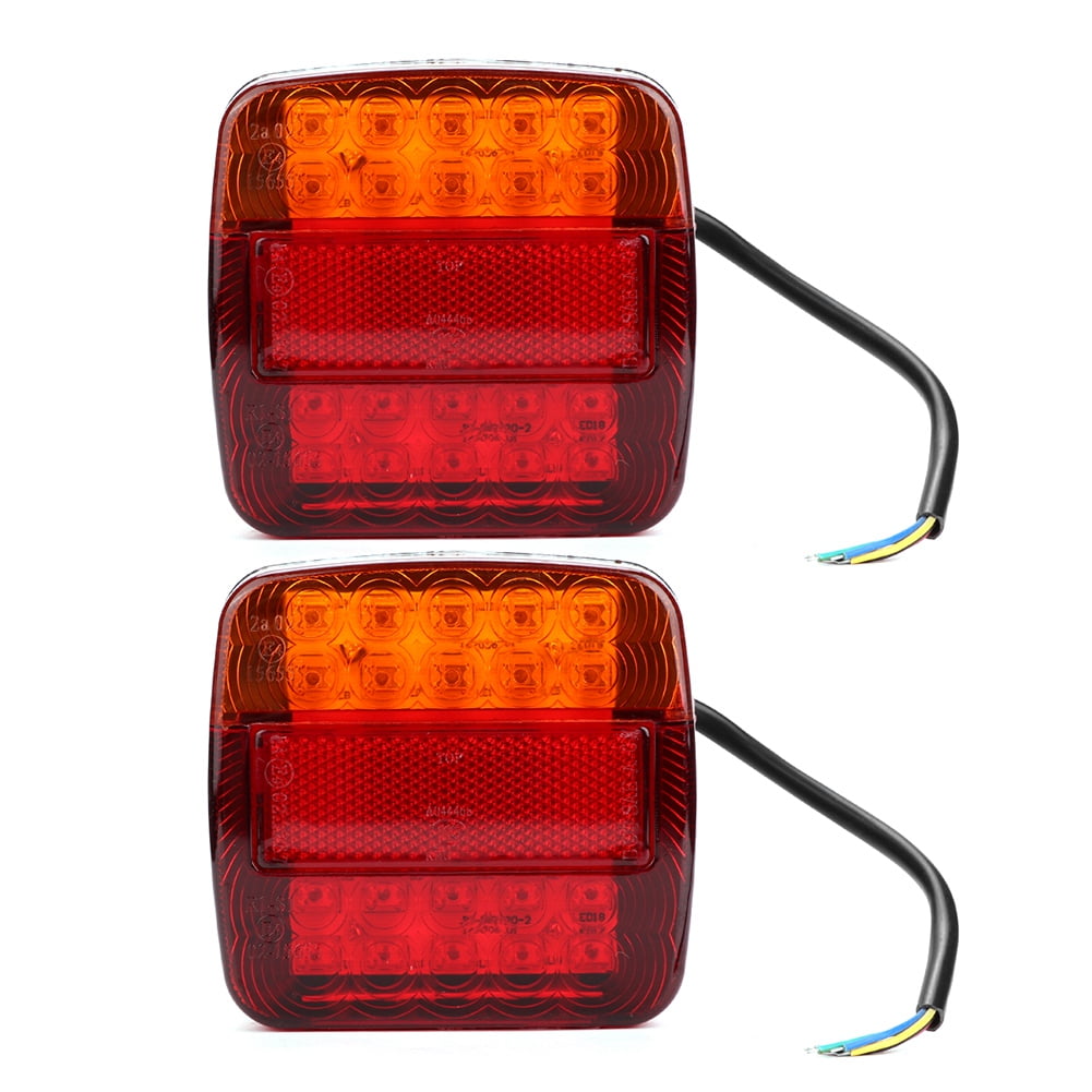 2 Pcs 30 LED Taillights Rear Tail Light Warning Lamp Rear Brake Lamp Stop Light Reverse Indicator Lamp for Trailer Truck Boat Waterproof 12V Red /& Amber