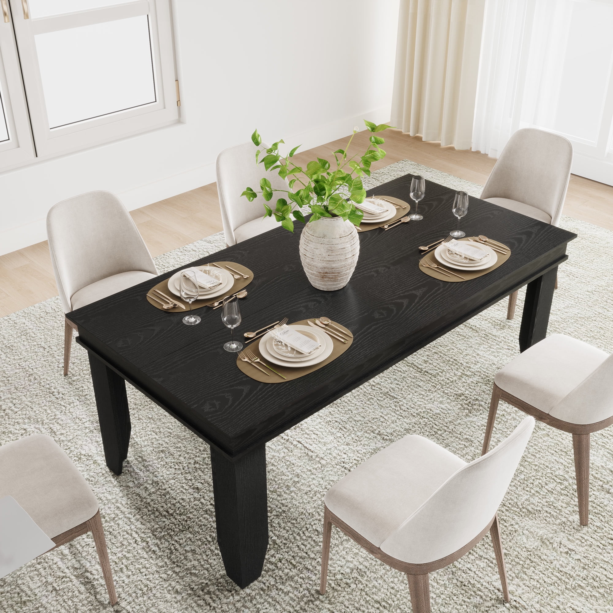 JESONVID Solid Wood Dining Table with Drawer, 67.3