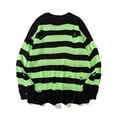 thumbnail image 1 of Innerwin Knitted Sweaters Long Sleeve Mens Jumper Tops Work Ripped Hole Loose Sweater Green XL, 1 of 2