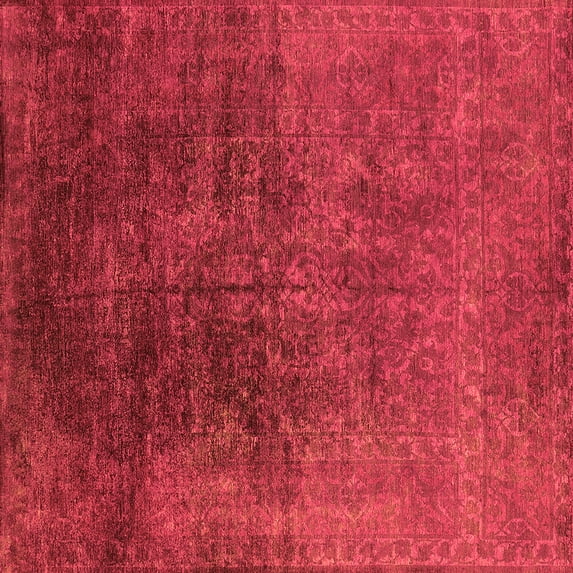 Ahgly Company Indoor Square Oriental Orange Industrial Area Rugs, 7' Square