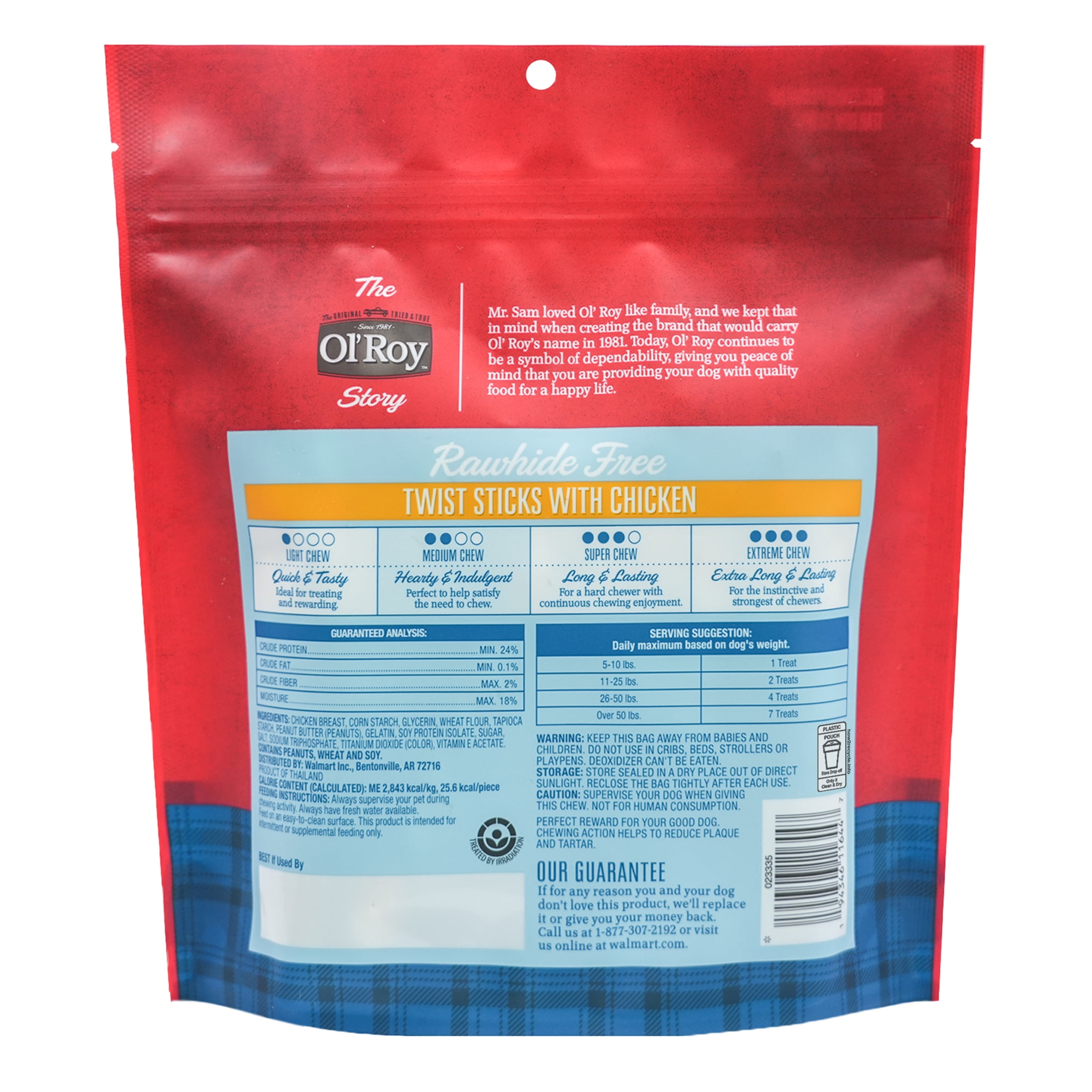(2 pack) Ol' Roy 2.5-inch Rawhide Free Mini Knotted Chicken Flavored Bones, Chews for Dogs, 14 oz, 25 Count