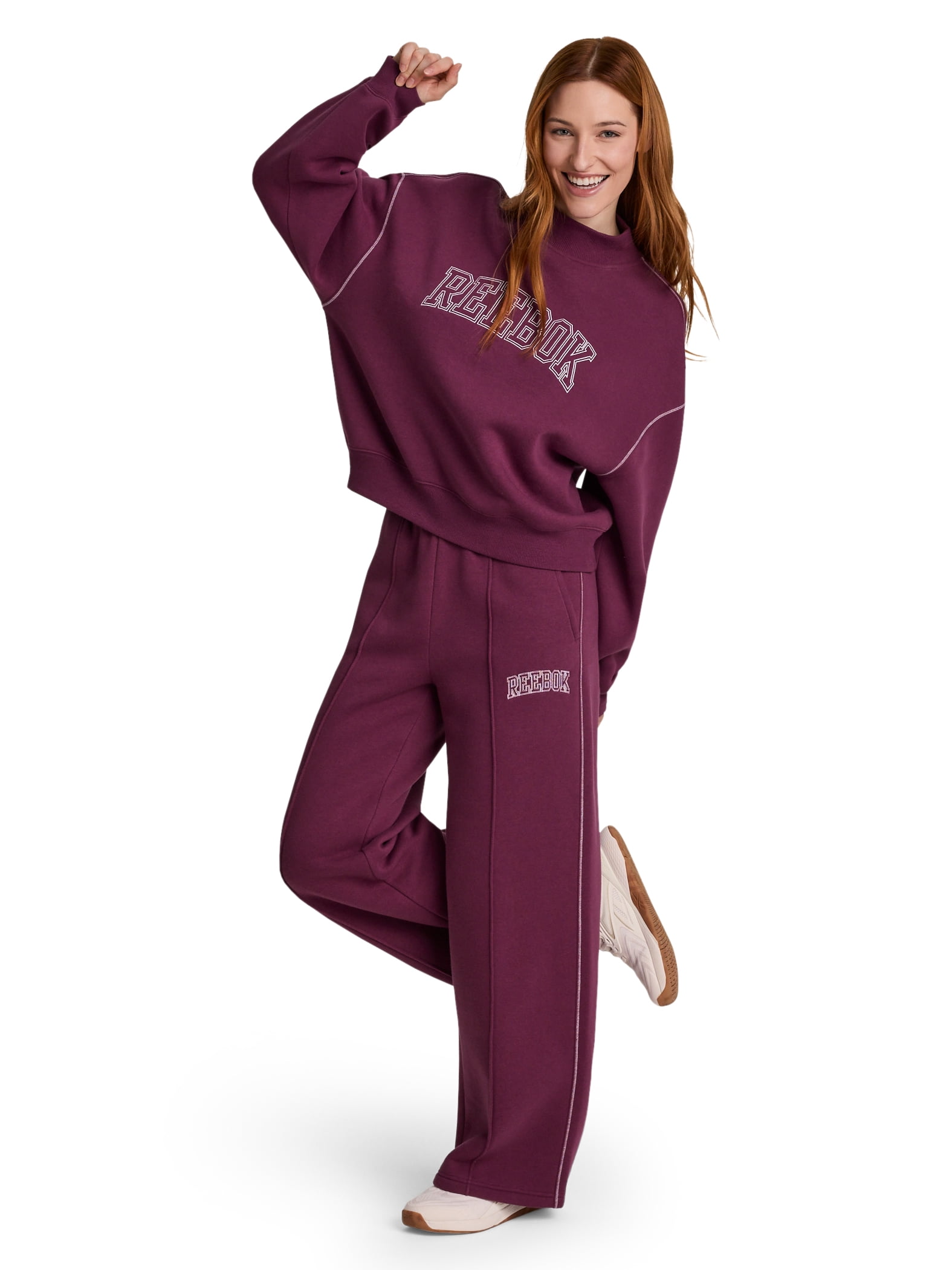 Reebok Women's Game Day Fleece Contrast Stitch Wide Leg Pant, Sizes XS-4X