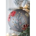 thumbnail image 2 of A&B Home Set of 6 Grey Glass Orb Hanging Ornaments with Glittered Botanical Art 3.9" x 3.9" x 3.9", 2 of 7