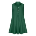 thumbnail image 7 of ShomPort Women's Button Down Shirt Dress Summer Casual Sleeveless Collared Sundress Cotton Linen Ruffle Midi Dress, 7 of 7
