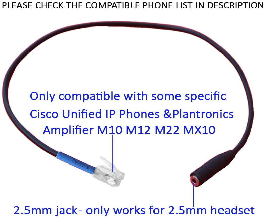 2.5mm Headset to Cisco Phone Adapter 2.5mm to RJ9/RJ10 Converter for Cisco Unified Telephone IP Phones 7940 7941 7942 7971 and Plantronics MX10 Vista Modular Adapters?