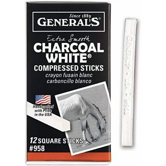 General White Compressed Charcoal Stcks 12/Bx$$Art & Craft