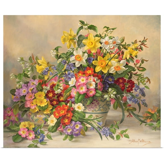 Great BIG Canvas | Rolled Albert Williams Poster Print entitled AB/296 Spring Flowers and Poole Pottery