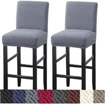 Yumcute Bar Stool Covers,2 Pack Stretch Bar Stool Covers with Backs Jacquard Bar Stool Chair Covers with Elastic Bands Grey