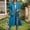 Blue, variant on Women Maxi Length Full Zip Hooded Fleece Coat Drawstring Long Sleeve Casual Warm Duster Jacket Purple XXL
