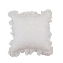 Boho Ruffled Euro Shams Throw Pillow Covers, Decorative Farmhouse Euro Pillow Covers for Home Decor, Romantic Victorian White European Throw Pillow Covers with Envelope Closure