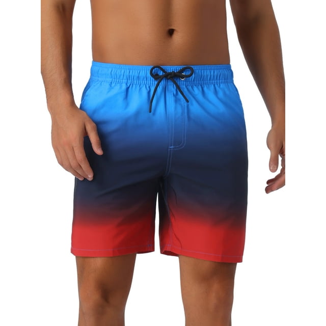 INSPIRAR CHIC Día del Padre Traje de Baño para Hombre con Color Gradiente, Cintura Elástica con Cordón, Forro de Verano, Talla 36, Azul Marino