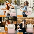 thumbnail image 6 of Lovevook Laptop Bag 15.6",Women Work Computer Bag Teacher Nurse Backpack Purse with USB,Waterproof Travel Backpack College Bookbag(Beige-Pink), 6 of 7
