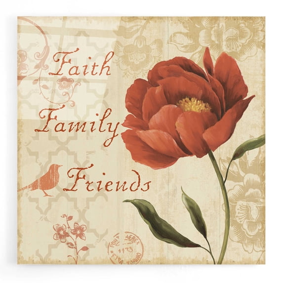 Epic Art 'Faith Family Friends Sq' by Lisa Audit, Acrylic Glass Wall Art, 12"x12"