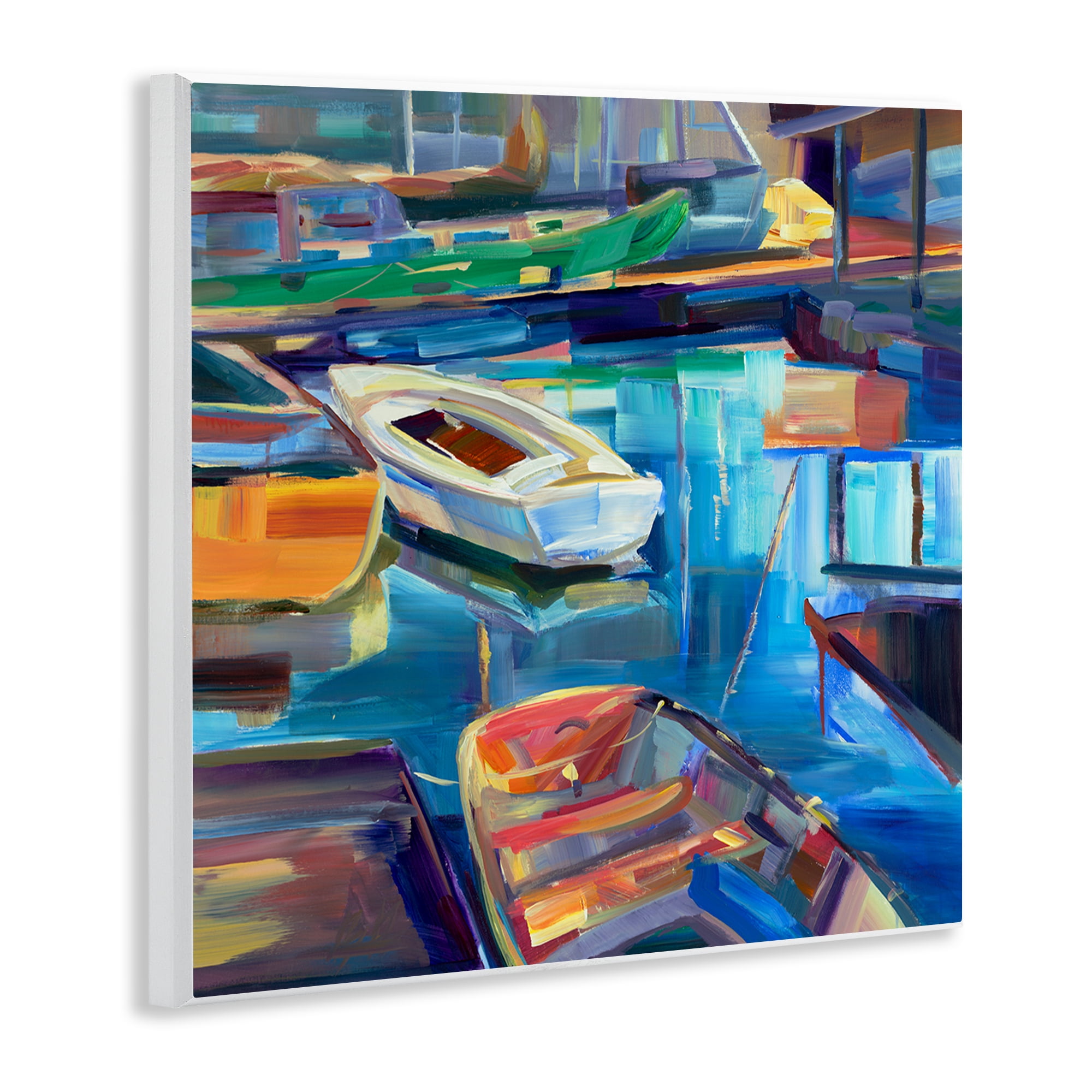 Stupell Industries Boat Marina Abstraction Transportation Painting Unframed Art Print Wall Art, 12 x 12