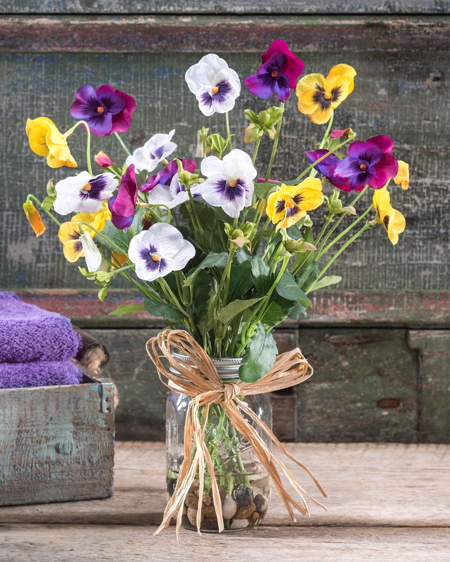 pansy pastime silk flower accent