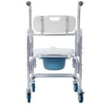 thumbnail image 4 of Olurrisa 4 in 1 Bedside Commode Chair, Transport Shower Wheelchair Toilet Rolling Transport Chair with 4 Brakes Casters,Tissue Holder,Crutch Holder for Elderly Injured and Disabled, 4 of 10
