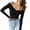 Black, variant on Musuos Women Solid Color Short T-Shirts Front Cross V-Neck Long Sleeve Off Shoulder Shirts Spring Fall Slim Fit Tops Streetwear