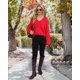 thumbnail image 4 of Jersey Messic con cuello en V para mujer, rojo, talla L, otoño 2024, 4 of 5