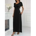 thumbnail image 2 of Women's Short/Long Sleeve Loose Plain Long Maxi Casual Dresses with Pockets, 2 of 5