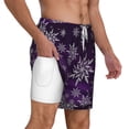 thumbnail image 3 of Goofa Snowflake Gradient Purple Printed Men's Swim Trunks Board Shorts Quick Dry Mens Swimming Trunks with Compression Liner,Breathable Fit Hawaii Beach Shorts-Large, 3 of 9