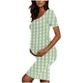 thumbnail image 2 of gakvbuo Maternity Dress For Photoshoot Womens Short Sleeve Breast-Feeding Maternity Nursing Dress Bodycon Pregnancy Scoop Neck Ruched Midi Fitted Dresses For Women 2382, 2 of 6