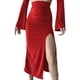 thumbnail image 1 of Txlixc Faldas largas y plegadas para mujeres, faldas de color sólido de cintura alta para adultos Txlixc moda, 1 of 8