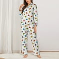thumbnail image 2 of Rateoe Cute Ladybugs Pattern Womens Pajamas Set Long Sleeve Sleepwear Button Down Nightwear Soft Cotton Pj Lounge Sets-XX-Large, 2 of 7