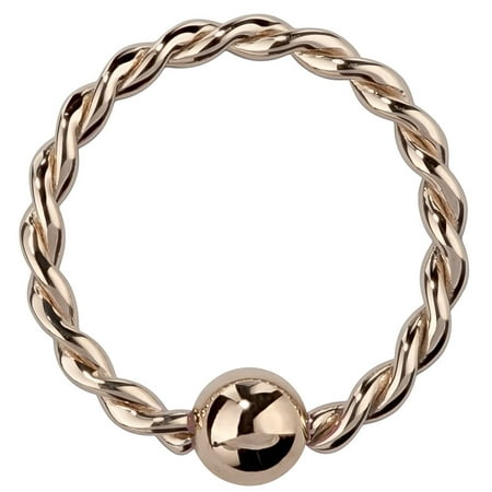 Twisted Captive Bead Ring - 14K Rose Gold Twisted Captive Bead Ring