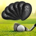 thumbnail image 3 of 6 piezas Golf Iron Head Covers 60 degree Cuñas bordadas Cierre resistente al agua Negro Cola Cubiertas de cabeza de hierro de golf, 3 of 8