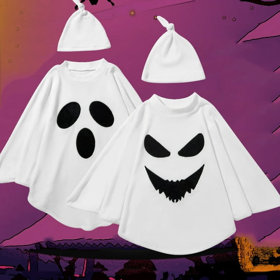 Lovebay 0-6T Toddler Kid Baby Girls Boys Halloween Costume White Ghost Cape Cloak Fancy Party Cosplay with Hat