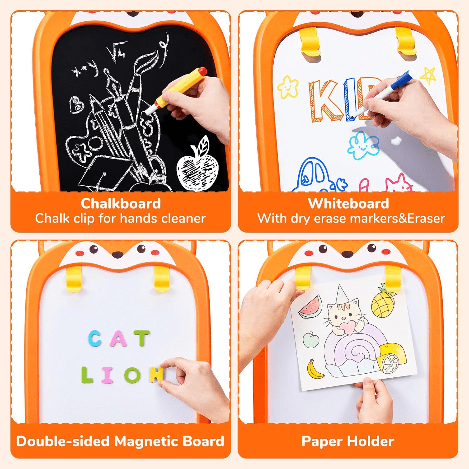 Aijohnny Easel for Kids, Adjustable Standing Magnetic Drawing Board with Chair for Girls & Boys, Birthday Gift for 3-5 5-8 Year Old