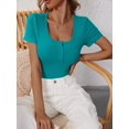 thumbnail image 3 of Camiseta ANRABESS para mujer 2025, primavera y verano, acanalada, verde azulado, 3 of 6