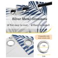 thumbnail image 2 of Navy Palm Leaves Blackout Curtains Light Blocking Print Window Curtains, Summer Tropical Botanical Leaf Gray Thermal Insulated Window Drapes for Living Room Kitchen Cafe (2 Panels, 104"W x 84"L), 2 of 8