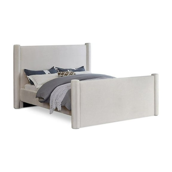 Meridian Furniture Elias Cream Velvet Queen Bed