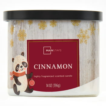 Mainstays Panda Wrapped 3-Wicked Scented Cinnamon candle, 14-Ounce