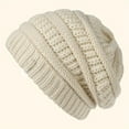 thumbnail image 2 of Cable Knit Beanie for Men & Women, Thick Soft Stretchy Winter Hat, 56-61cm,one size fits all,white, 2 of 14