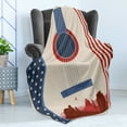 thumbnail image 4 of Music Soft Flannel Fleece Throw Blanket, Country Festival Event Illustration Guitar American Flag Design Print, Cozy Plush for Indoor and Outdoor Use, 50" x 70", Cream Red Blue, by Ambesonne, 4 of 5