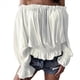 thumbnail image 2 of Blusas Elegantes con Hombros Descubiertos para Mujer, de Larga, con Volantes y Cintura Fruncida, Informales, para Fiesta, Grandes. XXL, 2 of 8