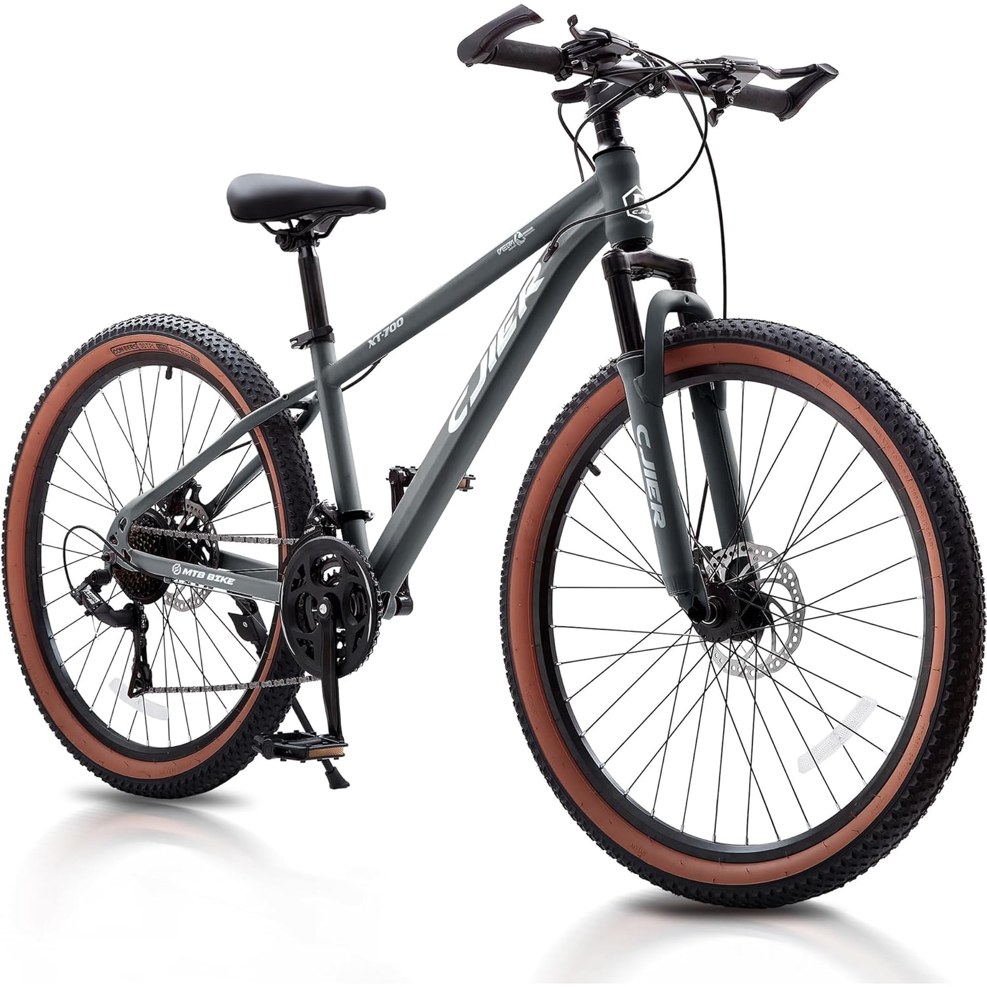 Mountain Bike for Kids, Akaber 24'' Boys Bike, MTB Bicycle 21-Speed with Internal Cable Routing, Suspension Fork, Dual Disc Brakes, 2.125" Tires, Ergonomic Grips
