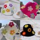 thumbnail image 2 of Sombrero de cubo de ganchillo floral de ganchillo Sombrero de ala ancha plegable multicolor Gorra fresca, 2 of 5
