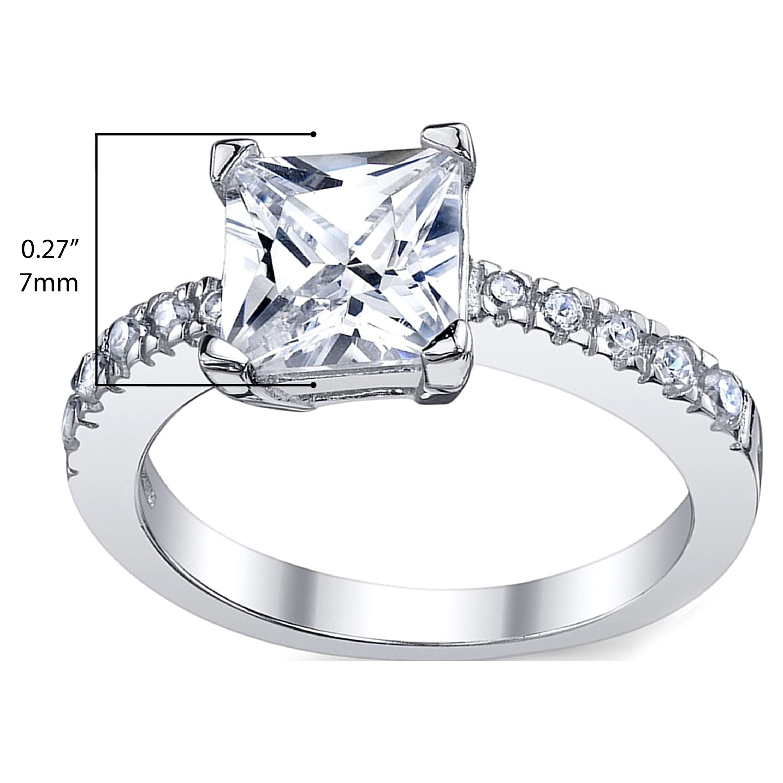 Metal Masters Womens 1.25Ct Princess Cut Cubic Zirconia Sterling Silver 925 Engagement Wedding Ring