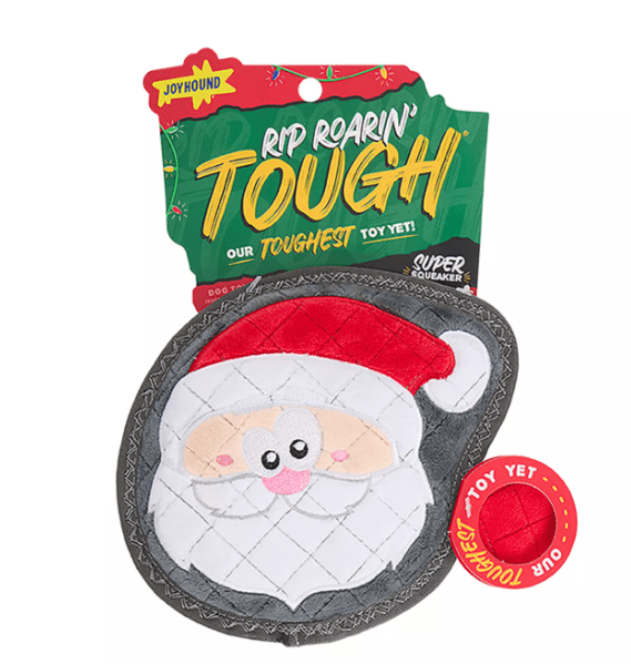 Christmas Dog Toy Santa Claus Joyhound Rip Roarin' Tough Plush Santa Claus Holiday Squeaker - Aggressive Chewers